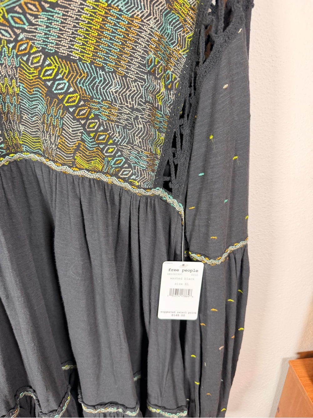 NWT Free People Much Love Tunic XL Embroidered Balloon Sleeve Boho - Picture 3 of 7